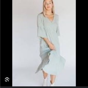 Gabi Gauze Midi Dress in Faded Sage